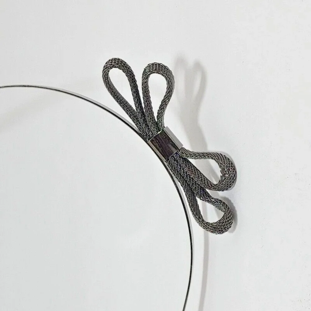 Goody Luxe Headband Gunmetal Silver Color Metal Mesh Bow - New - Item # 04703